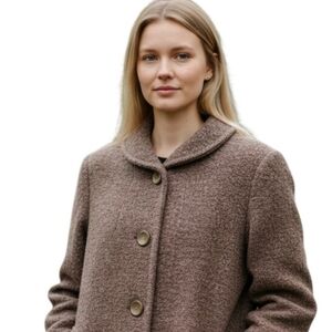 Vintage Forstmann 100% Virgin Wool Mary-Lane Boucle Brown Coat. XL.